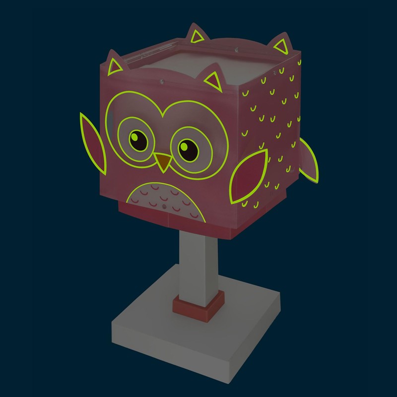 Dalber Children's Table Lamp Bedside Lamp Little Pink Owl