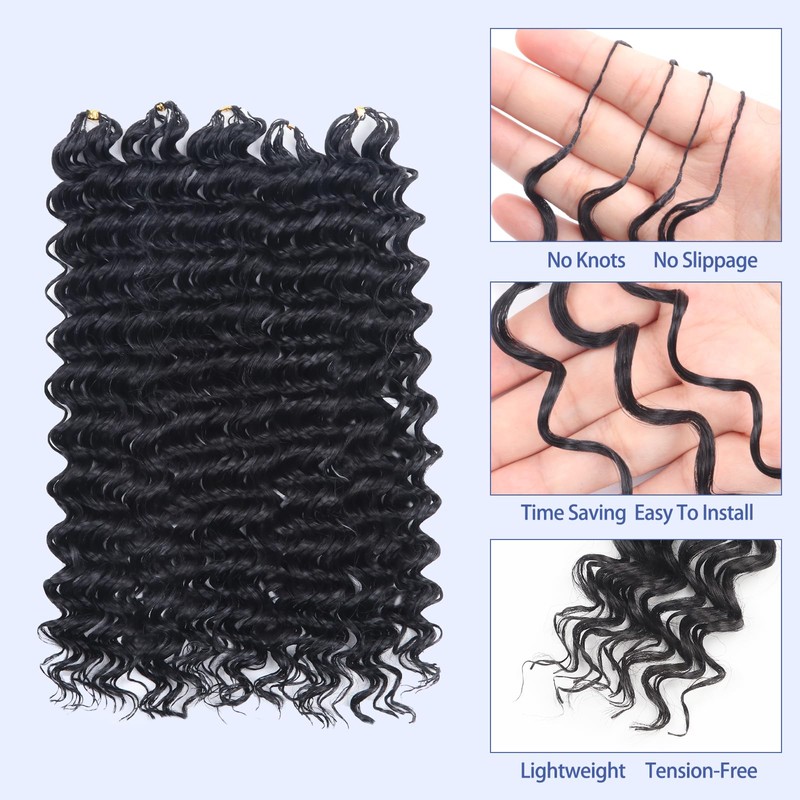 Sosihua 16 Inch 180g Deep Wave Feather Crochet Hair Pre-Looped
