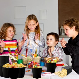200 Pcs Mini Popcorn Boxes for Party Black Popcorn Bags Cardboard Popcorn Cups Disposable Snack Candy Popcorn Containers for Christmas Movie Nights Birthday Wedding