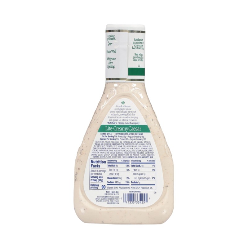 Ken's Steak House Dressing Lite Creamy Caesar 16 Ounce (Pack