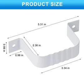 Gutter Downspout Straps - 2x3, White (2 Pack) With Brackets