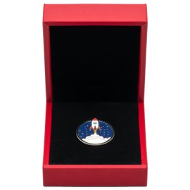 COWFEX Small Single PU Pin Display Box Case for Gift Badges Collectible and Medals (Red)