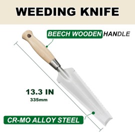 SUMIO Weeding Transplanter,Weeding Knife,Digging Trowel,Serrated Trowel,Hori Hori Knife,Trowel Knife,Dandelion Trowel,Garden Root Cutter,Propagating Trowel-Alloy Steel Blade