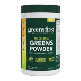 Greens First Polvo Original Greens - 49 Superalimentos - Frutas y Verduras Orgánicas - Prebióticos, Probióticos y Enzimas Digestivas - Batido Antioxidante - Sin Lácteos/Vegetal