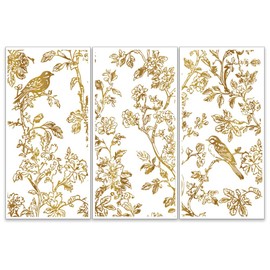 OLYCRAFT 3pcs/Set Golden Flowers Rub on Transfers for Furniture and Crafts 15x30cm Birds Plants Furniture Decals Metal Silhouettes Transfer Stickers Rub on Decals for Wood Furniture Home Decor