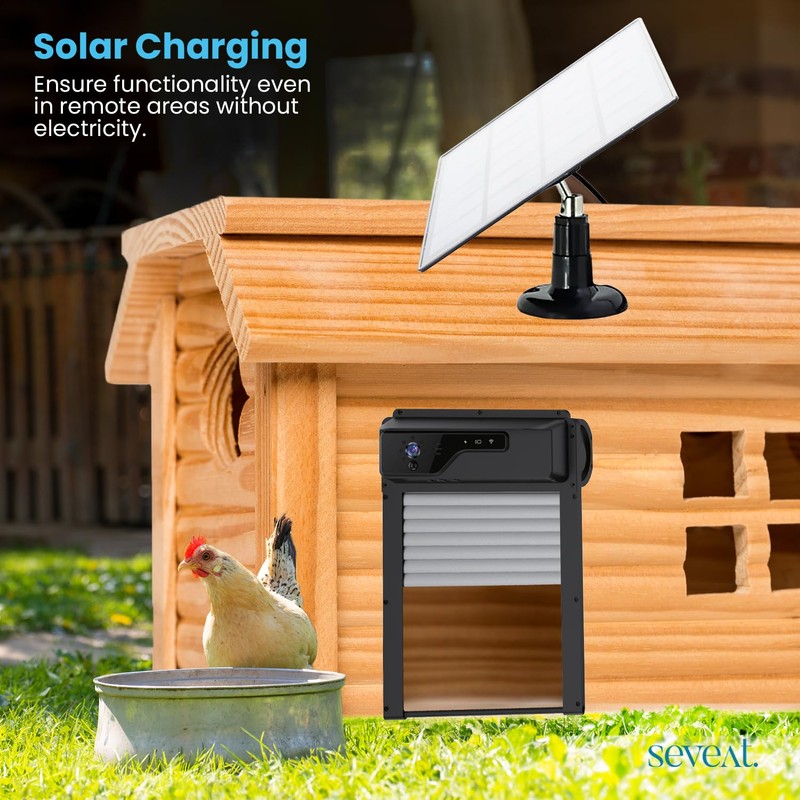 Seveat Automatic Chicken Coop Door with HD Camera, Solar Powered