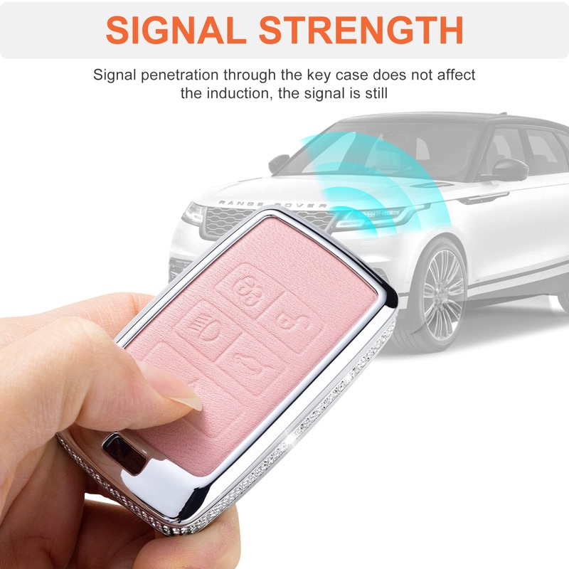 SHANGHONG for Land Rover Key Fob Cover with Keychain, Model2-pink,