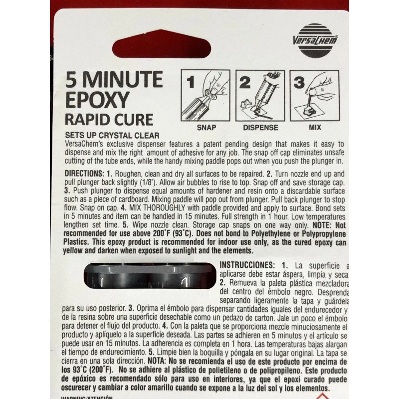 Versachem 2 VERSACHEM 46409 CLEAR 5-MINUTE EPOXY 25mL DEV TUBE