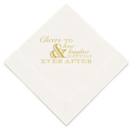 Weddingstar 3-Ply Gold Foil Cocktail Napkins White - Wedding Cheer