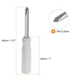 HARFINGTON 2Pcs PH1 Mini Phillips Screwdriver 2.5mm Magnetic Cross Head 45mm Length for Small Appliances Repairs, White