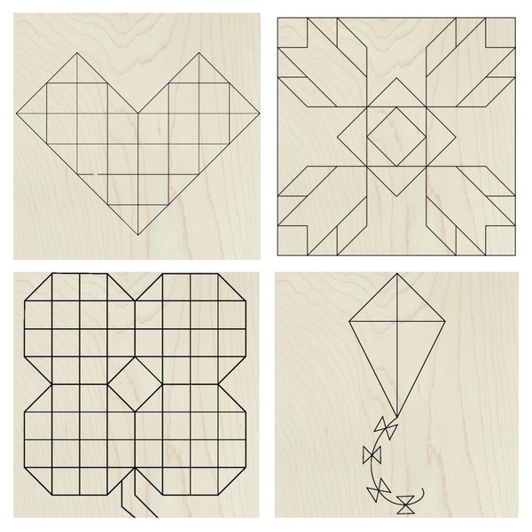 Set of 4 Barn Quilt Kit DIY Pattern Unfinished Wood