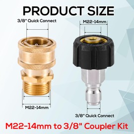 Gosknor 4 x Quick Coupling Pressure Washer Fittings, M22-14 mm to 3/8 Inch Pressure Washer Adapter, Pressure Washer, Swivel Joint, Quick Disconnect Kit for Pressure Washer, Hose Pump
