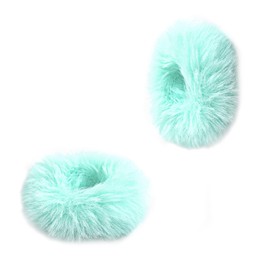 KINBOM 2pcs Plush Faux Rabbit Fur Hair Ties, Elastic Furry Hair Scrunchies Ponytail Scrunchies Hair Accessories(Light Green)