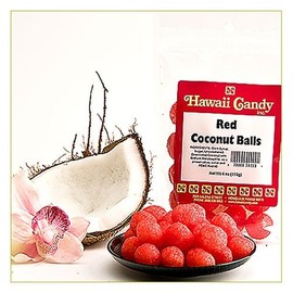 Hawaii Candy Red Coconut Balls, 4-Ounce Bags (Pack of 6)