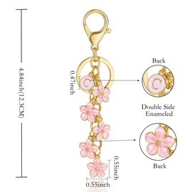 XGALBLA Light Pink Cute Initial Letter C Keychain for Women, Flower Bag Charms Letter Keyring Purse Bag Accessories(Light Pink C)