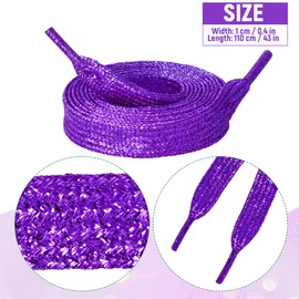 Marrywindix 2 Pairs Glitter Flat Shoelaces 43 Inch Shinny Metallic Shoe Laces for Sneakers Skate Boots Sport Shoes (Purple)