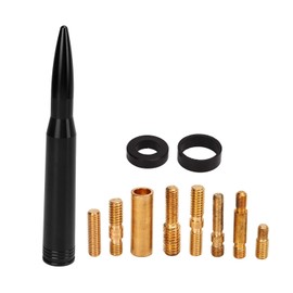 Cocoarm Antena para Auto, Antena de Bala Calibre 50 Carro Mástil de Aluminio con Tratamiento Anodizado y Adaptadores, Universal para Modelos con Calibre 50 (Black)