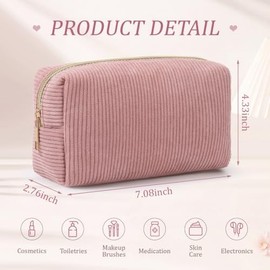 Cosmetic Bag Organizer Travel, Compact Lightweight Accessory for Travel and Daily Use - Paterr 10 Corduroy Makeup Bulk