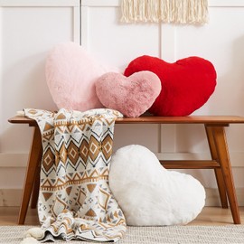 YRXRUS Heart Pillow, Dusty Pink Heart Pillows, Love Pillow Gifts, 14X17 Inch Large Heart Shaped Pillows, Faux Rabbit Fur Coquette Room Decor Throw Pillows, Living, Bedroom, Indoor Outdoor