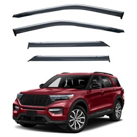 LQQDP 4pcs Vent Window Visors Compatible with 2020-2024 Explorer,Outside Mount Style Sun Rain Guard,Smoke Tint with Chrome Trim