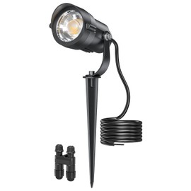 HIBOITEC Spotlights Low Voltage Landscape Lighting with Connectors 600LM 2900K Landscape Lights Kit 12-24V AC/DC IP65 Waterproof for House Yard Trees Garden Outdoor 1 Pack