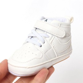 Clowora Unsex Baby Shoes Boys Girls Infant Sneakers Non-Slip Soft Rubber Sole Toddler Crib First Walker Lightweight Shoes (A032/White_High_top, Infant, 12 Months, Age Range, US Footwear Size System, 18 Months, Medium)