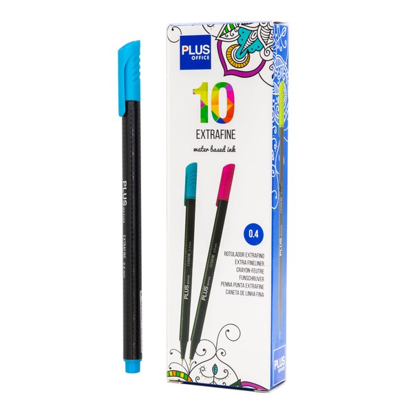 Plus Office 10 Filzstifte mit feiner Spitze, 0,4 mm, ideal