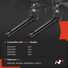 A-Premium 2 x Front Outer Tie Rod Ends, Compatible with Mazda CX-9 CX9 2016-2023