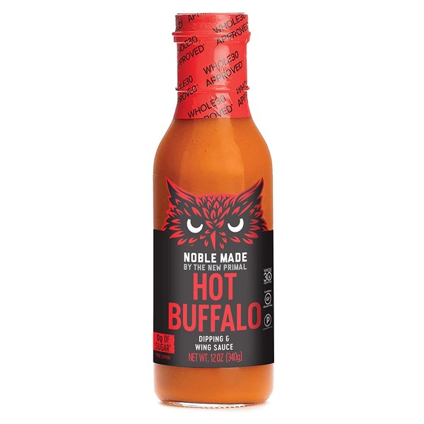 Noble Made by The New Primal HOT Buffalo & Wing Sauce, 12 oz Perfect for wings, chicken, and cauliflower