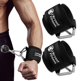 J Bryant Fitness Wrist Cuffs for Cable Machines – Heavy Duty Adjustable Wrist Straps with 7mm Neoprene Padding for Strength Training, Pull Exercises, and Forearm Support (Black, Large)