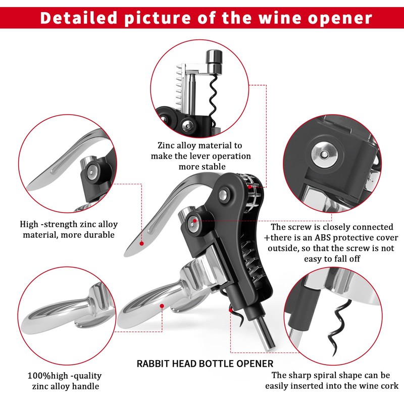 Rabbit Wine Opener,Corkscrew Wine Opener Set Including Foil Cutter, Wine