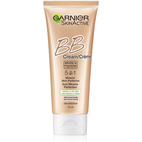 Garnier BB Cream 5-in-1 for Normal to Dry Skin with SPF 15, Medium to Dark (75mL)