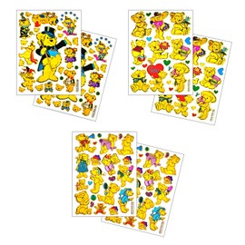 BEAR002 - 6 Sheets Teddy Bear Decorative Scrapbook, Animal Reflective Stickers for Kids - Size 4 X 5.25 Inch./Sheet