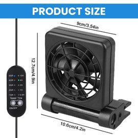 PORFOYO Aquarium Kühler, Aquarium Lüfter mit Einstellbarer Drehzahlregelung und Timer, 2.4W 12V Aquarien Lüfter, 1 Lüfter, Leiser Aquarienlüfter für Süßwasser Salzwasser Aquarien bis 30 cm