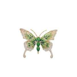 songbowen Vintage Rhinestone Butterfly Brooch Emerald Insect Brooch Crystal Butterfly Elegant Lapel Pin Dress Accessory Wedding Birthday Jewelry Gift