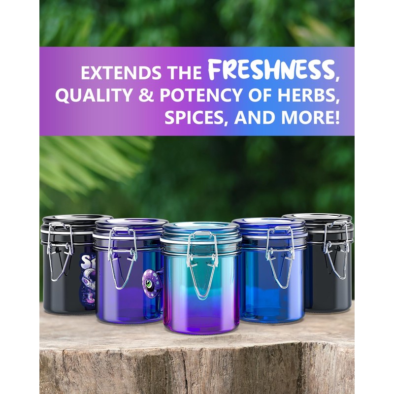 SafeDelux Smell Proof Jar with UV Protection, Airtight Glass Container,