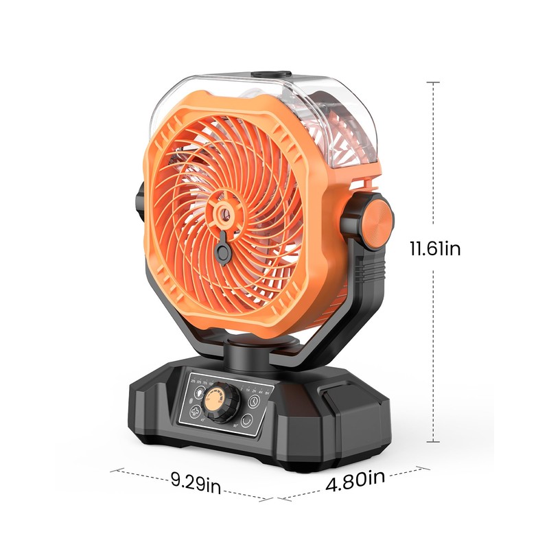 Portable Camping Fan, Misting Desk Fan with Remote, 360ML Water