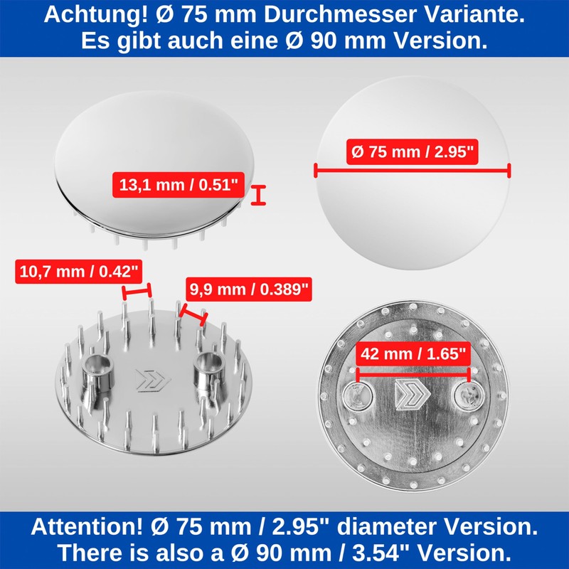 Shower Drain Lid Set with Hair Catcher, Diameter 75 mm,