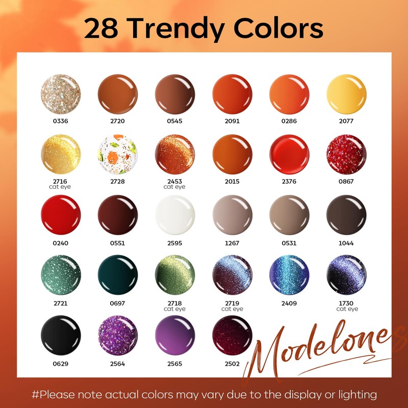 modelones 32 PCS Fall Gel Nail Polish Kit, 28 Colors