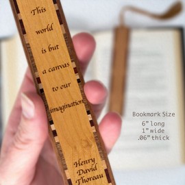 Henry David Thoreau Quote This World is But a Canvas to Our Imagination Engraved Wooden Bookmark - Also Available with Personalization - Made in The USA