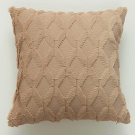 YunJeude Cushion Covers 60x60cm Nordic Set of 2 Faux Fur Velvet Fashion Cute Pattern Soft 3D Geometric Pattern Modern Elegant Zipper Home Decor Car Decor Decor Bedroom Sofa Cushion Covers (Light Brown, 60x60cm)