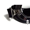 Motorradbrille schwarz klare Gläser verchromter Rahmen ECHT LEDER