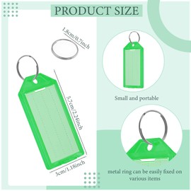50 Pcs Plastic Key Tags with Labels, Key Labels with Ring and Label Window,Key Identifiers for Luggage, USB Drive, Backpack,Luggage Travels Home Office Classification Gifts Favors Supplies (Green)
