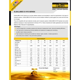 ELBALUBES S-HYD 46 Zinc-Free Ashless, Hydraulic Oil | AW 46 | Hydraulic Fluid | Cross Reference: Mobil VELOCITE. Shell TELLUS 46, Rando 46. NUTO 46, HYSPIN AW 46, Turbine 46 (5 Gallon Pail)