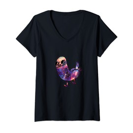 Women's Cosmic Galaxy Dickbutt T-Shirt | Dickbutt Dank Meme Shirt T-Shirt with V-Neck, black