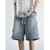 FCOOLYEET Men's Baggy Jeans Shorts Y2k Star Patchwork Denim Shorts