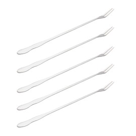 10 Inches Long Pickle Fork, 5 Pcs Long Handle Olive Fork, Stainless Steel Cocktail Forks, Pickle Grabber, Pickle Picker, 2 Prong Dessert Forks, Fruit Fork