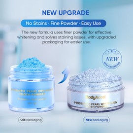 BodyAccel Teeth Whitening Powder Upgraded– Probiotic Pearl Whitening Tooth Powder, Fluoride-Free Toothpaste for Coffee & Tea Stain Removal, 360° Clean Teeth, Fresh Breath