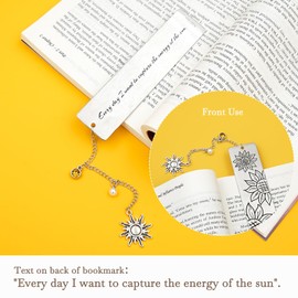 KIZOSA Metal Bookmark Gifts for Women Men,Book Marks for Reading,Bible Bookmarks,Friends Teacher Birthday Valentines Mothers Fathers Day Christmas Book Lovers Gift (03-Sunflower Bookmark)