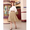 Vintage Button A-Line Midi Skirt Stretch High Waisted Midi Skirt